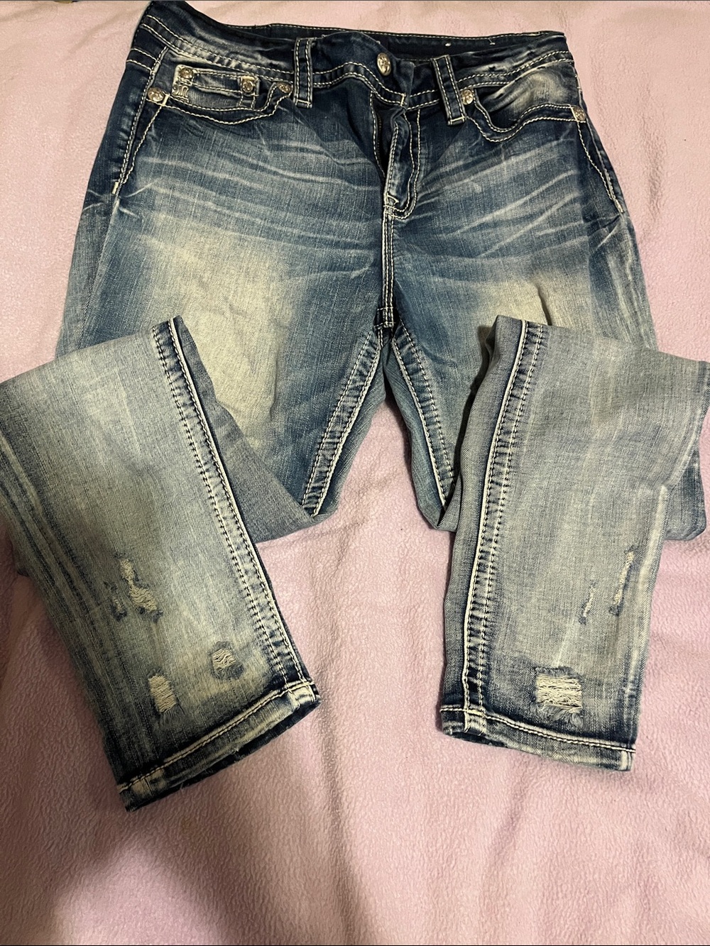 Miss Me Light Blue Distressed Skinny Jeans